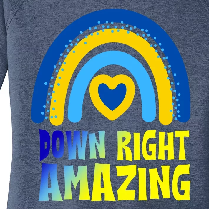 Down Right Amazing Rainbow Down Syndrome Awareness Women's Perfect Tri Tunic Long Sleeve Shirt