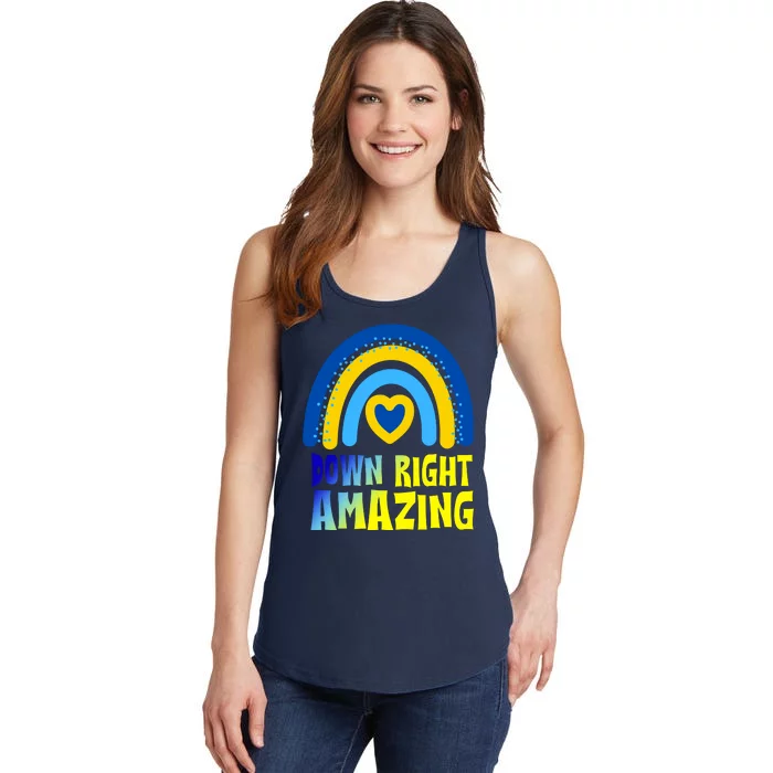 Down Right Amazing Rainbow Down Syndrome Awareness Ladies Essential Tank