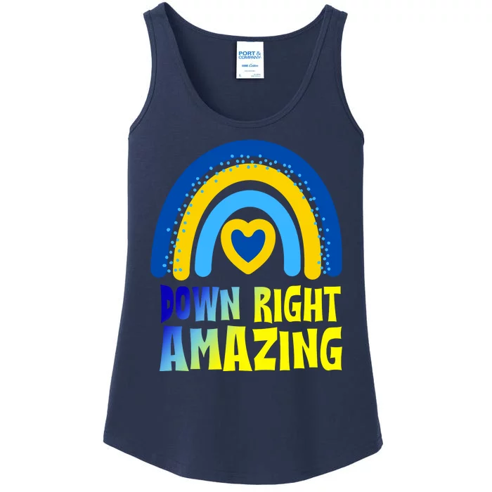 Down Right Amazing Rainbow Down Syndrome Awareness Ladies Essential Tank