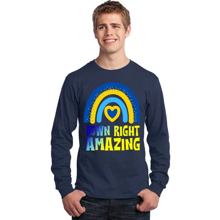 Down Right Amazing Rainbow Down Syndrome Awareness Tall Long Sleeve T-Shirt