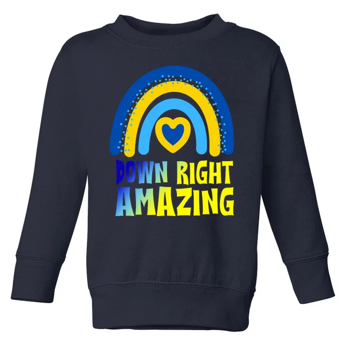 Down Right Amazing Rainbow Down Syndrome Awareness Toddler Sweatshirt