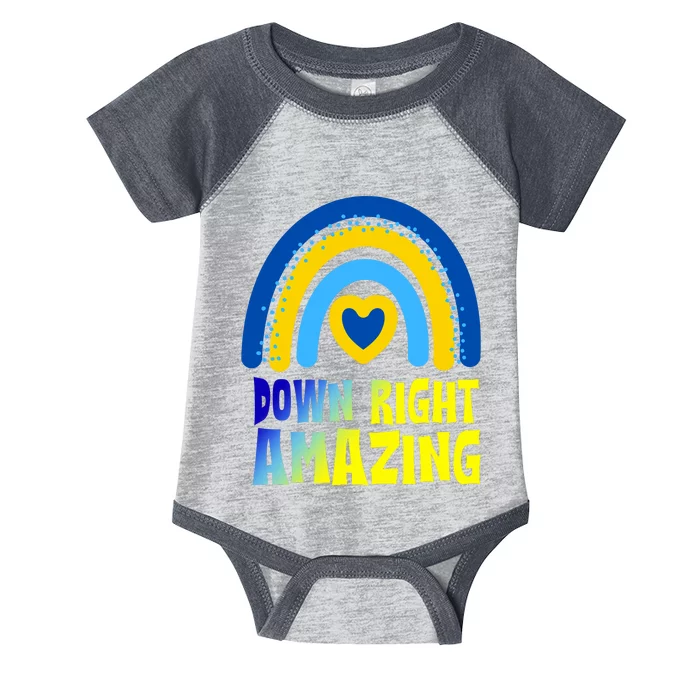 Down Right Amazing Rainbow Down Syndrome Awareness Infant Baby Jersey Bodysuit