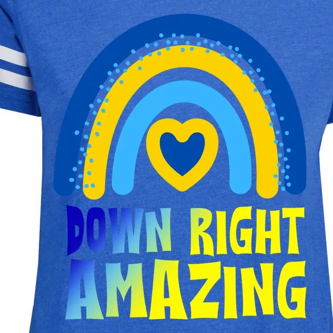 Down Right Amazing Rainbow Down Syndrome Awareness Enza Ladies Jersey Football T-Shirt