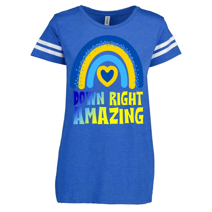 Down Right Amazing Rainbow Down Syndrome Awareness Enza Ladies Jersey Football T-Shirt