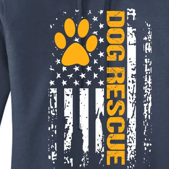 Dog Rescue American Flag Dog Shelter Dog Adoption Women's Pullover Hoodie