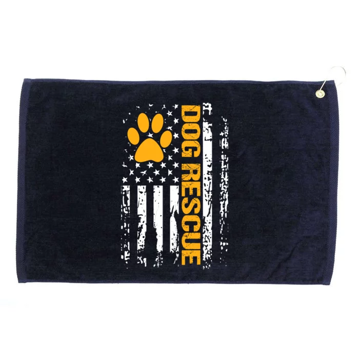 Dog Rescue American Flag Dog Shelter Dog Adoption Grommeted Golf Towel