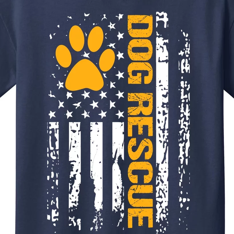 Dog Rescue American Flag Dog Shelter Dog Adoption Kids T-Shirt