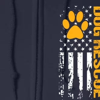 Dog Rescue American Flag Dog Shelter Dog Adoption Full Zip Hoodie