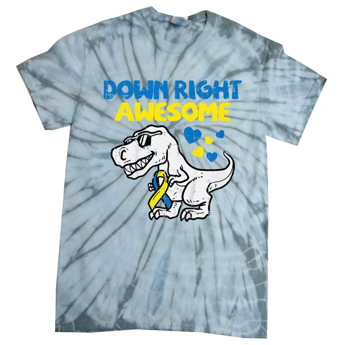 Down Right Awesome Dino Down Syndrome Awareness Tie-Dye T-Shirt