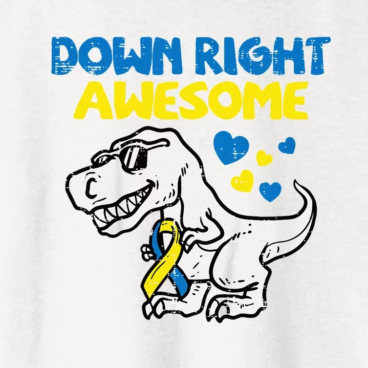 Down Right Awesome Dino Down Syndrome Awareness Women's Crop Top Tee