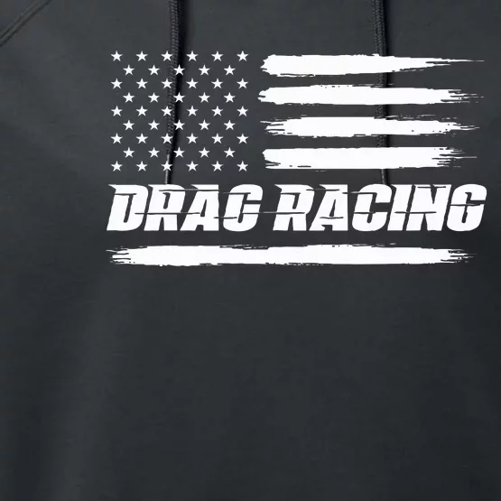 Drag Racing American Flag Drag Racer Race Performance Fleece Hoodie