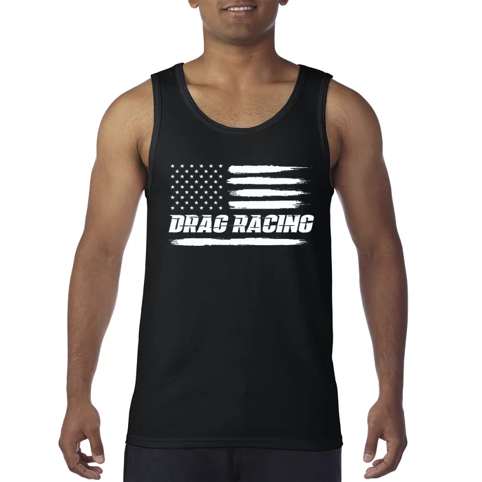 Drag Racing American Flag Drag Racer Race Tank Top