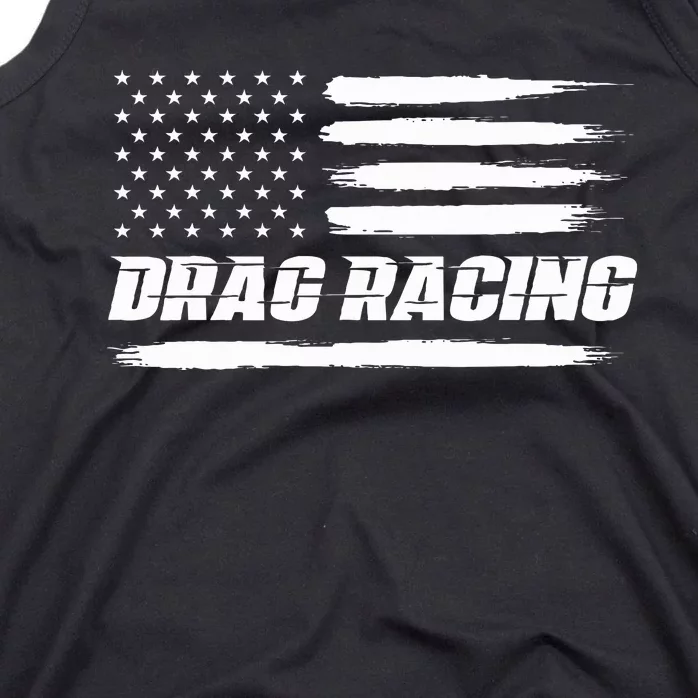 Drag Racing American Flag Drag Racer Race Tank Top