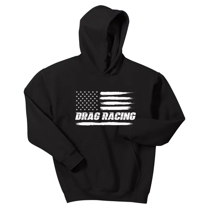 Drag Racing American Flag Drag Racer Race Kids Hoodie