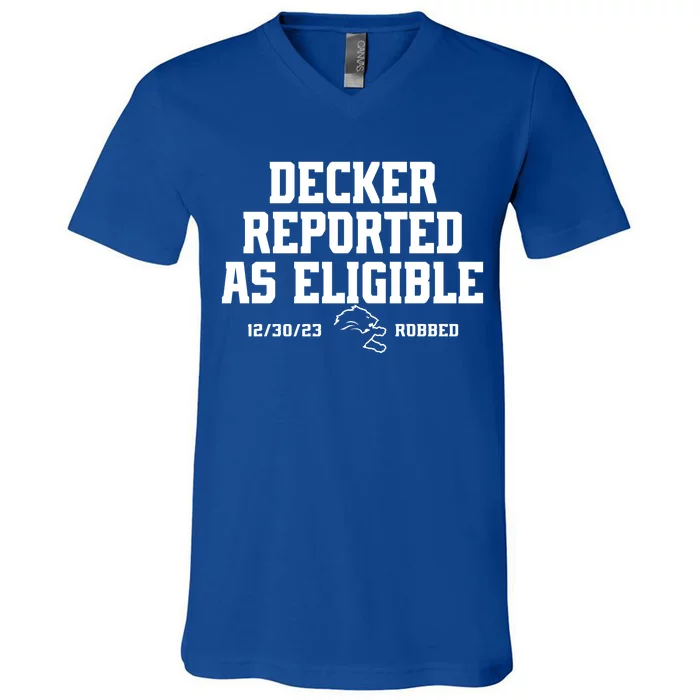 Decker Reported As Eligible Detroit Football V-Neck T-Shirt