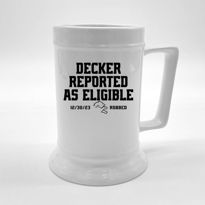 Decker Reported As Eligible Detroit Football Front & Back Beer Stein