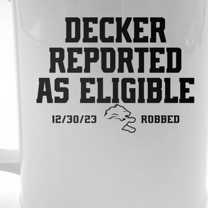 Decker Reported As Eligible Detroit Football Front & Back Beer Stein