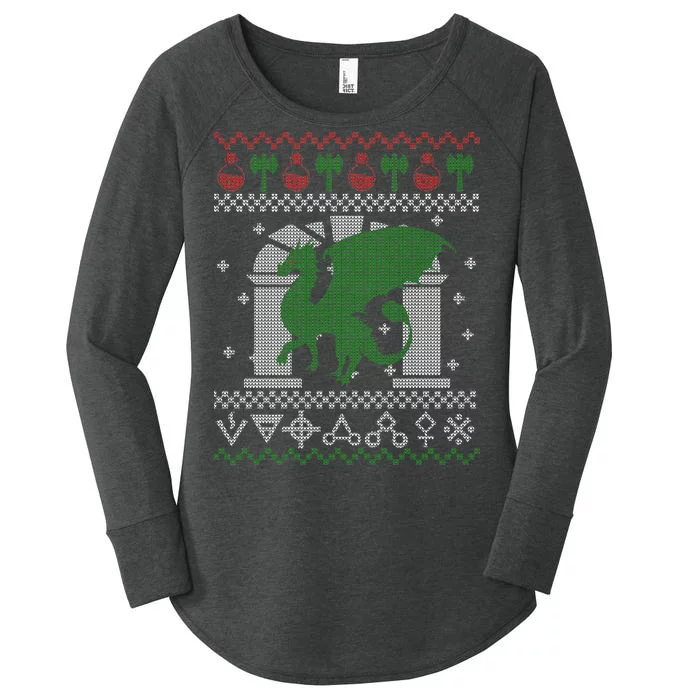 Dragon DnD Ugly Christmas Sweater Women's Perfect Tri Tunic Long Sleeve Shirt