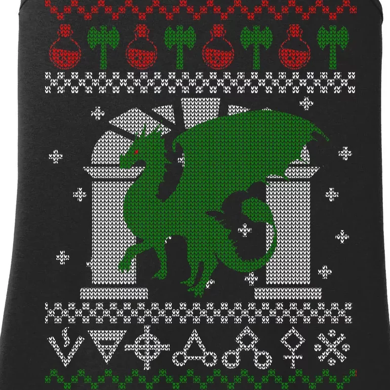 Dragon DnD Ugly Christmas Sweater Ladies Essential Tank