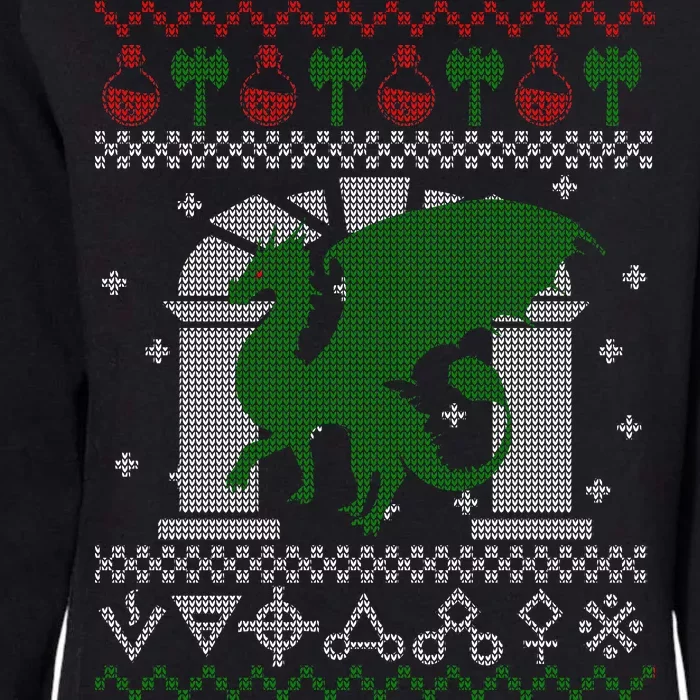 Dragon DnD Ugly Christmas Sweater Womens California Wash Sweatshirt