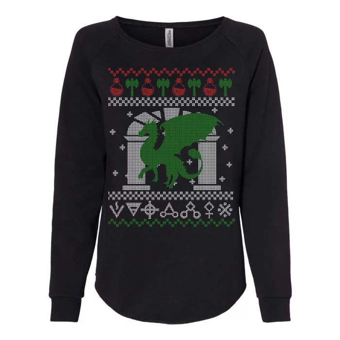 Dragon DnD Ugly Christmas Sweater Womens California Wash Sweatshirt