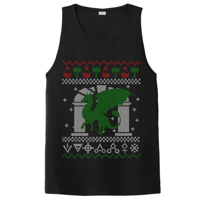 Dragon DnD Ugly Christmas Sweater Performance Tank