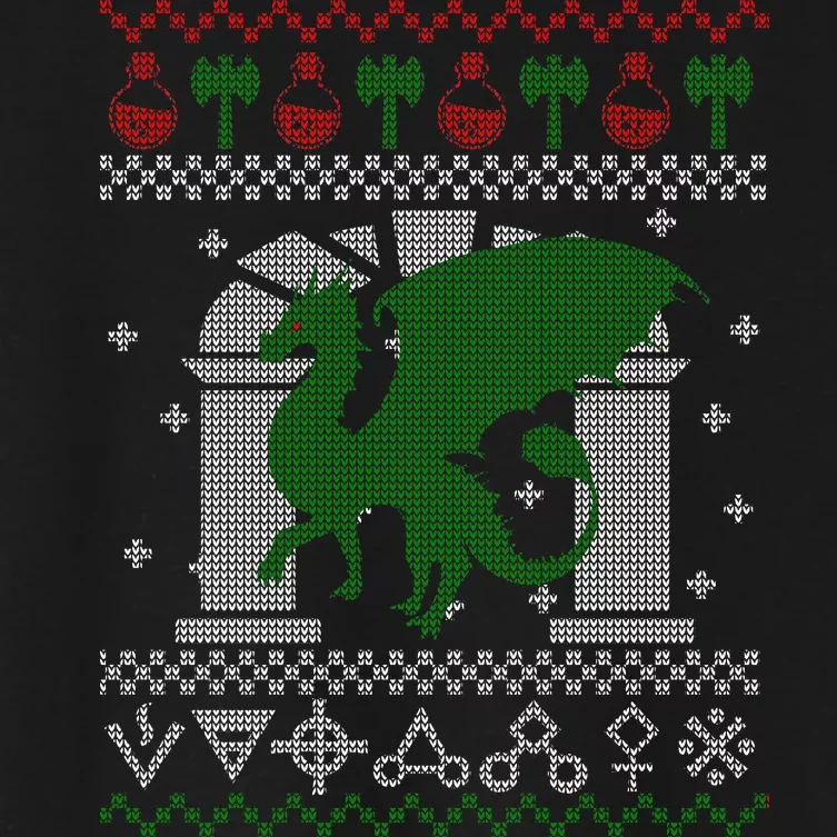 Dragon DnD Ugly Christmas Sweater Women's Crop Top Tee