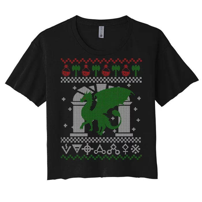 Dragon DnD Ugly Christmas Sweater Women's Crop Top Tee