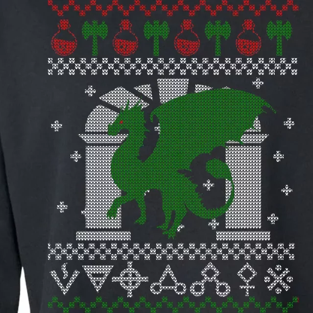 Dragon DnD Ugly Christmas Sweater Cropped Pullover Crew