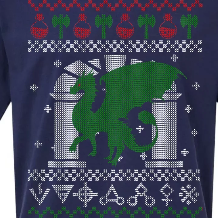 Dragon DnD Ugly Christmas Sweater Sueded Cloud Jersey T-Shirt