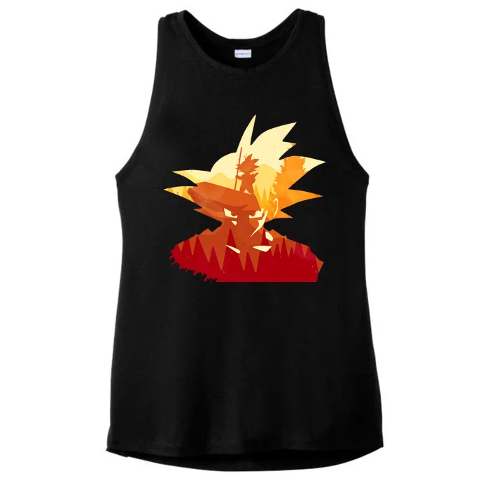 Dragon Fighter Silhouette Illustration Ladies Tri-Blend Wicking Tank