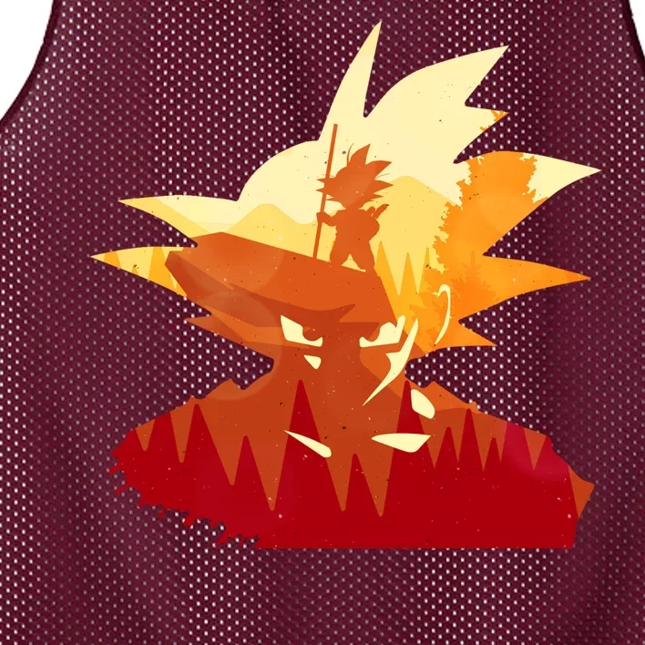 Dragon Fighter Silhouette Illustration Mesh Reversible Basketball Jersey Tank