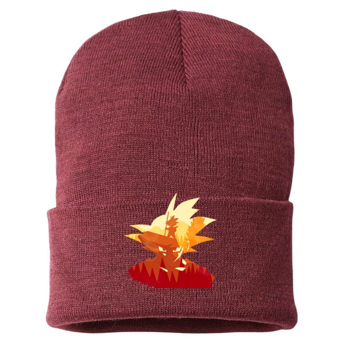 Dragon Fighter Silhouette Illustration Sustainable Knit Beanie