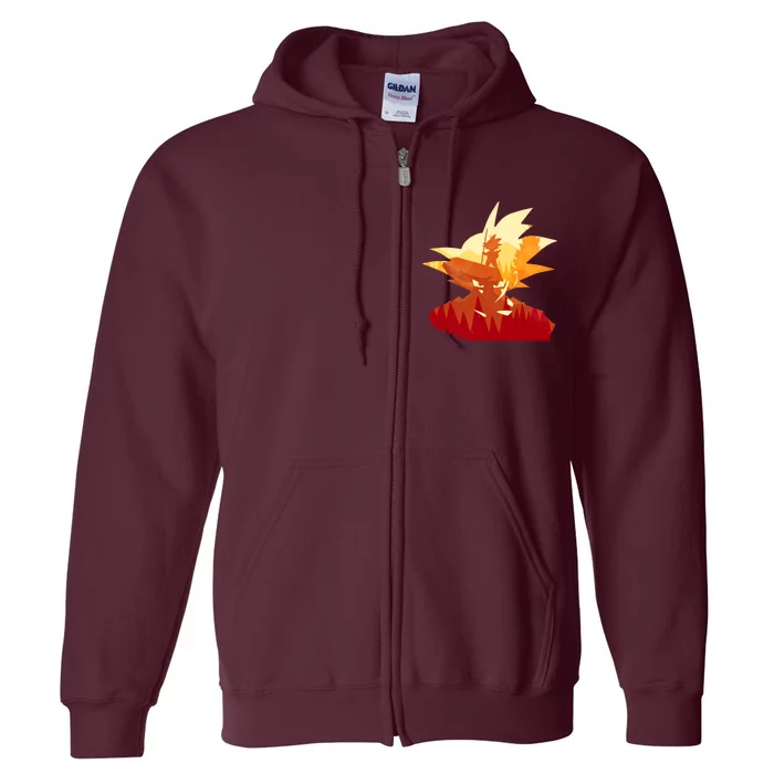 Dragon Fighter Silhouette Illustration Full Zip Hoodie