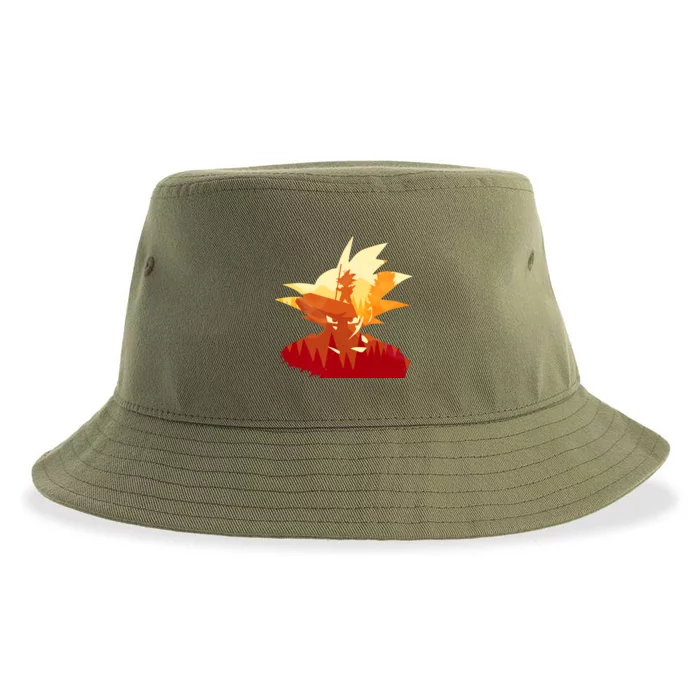 Dragon Fighter Silhouette Illustration Sustainable Bucket Hat