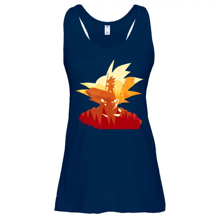 Dragon Fighter Silhouette Illustration Ladies Essential Flowy Tank