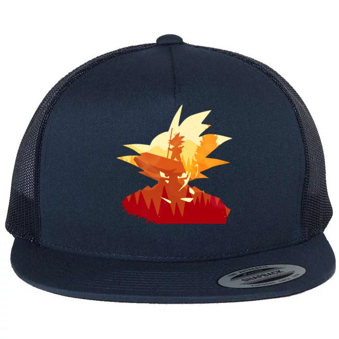 Dragon Fighter Silhouette Illustration Flat Bill Trucker Hat