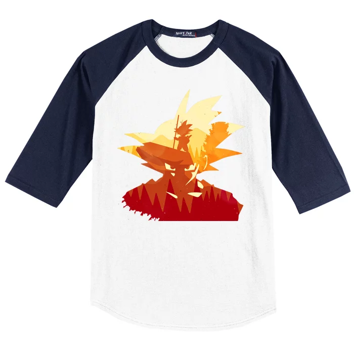 Dragon Fighter Silhouette Illustration Baseball Sleeve Shirt