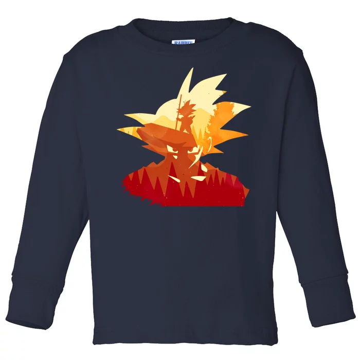 Dragon Fighter Silhouette Illustration Toddler Long Sleeve Shirt