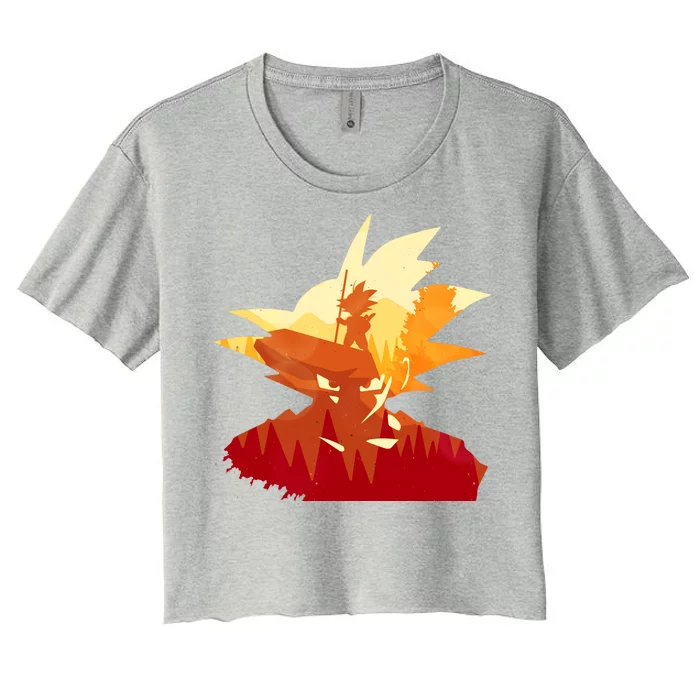 Dragon Fighter Silhouette Illustration Women's Crop Top Tee