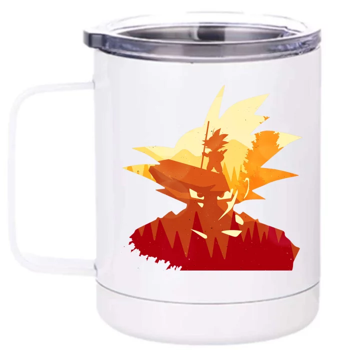 Dragon Fighter Silhouette Illustration Front & Back 12oz Stainless Steel Tumbler Cup