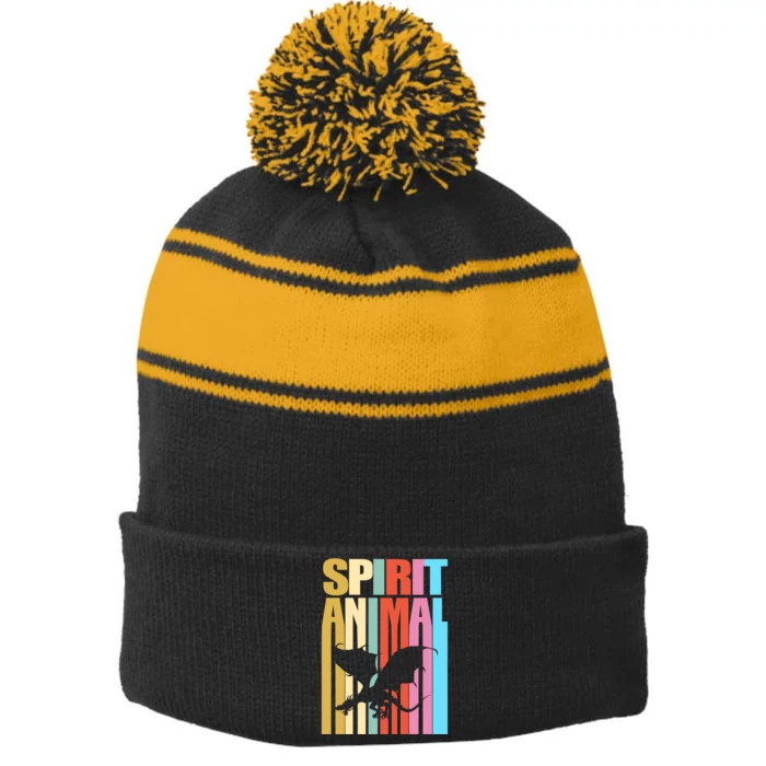 Dragon Spirit Animal Stripe Pom Pom Beanie