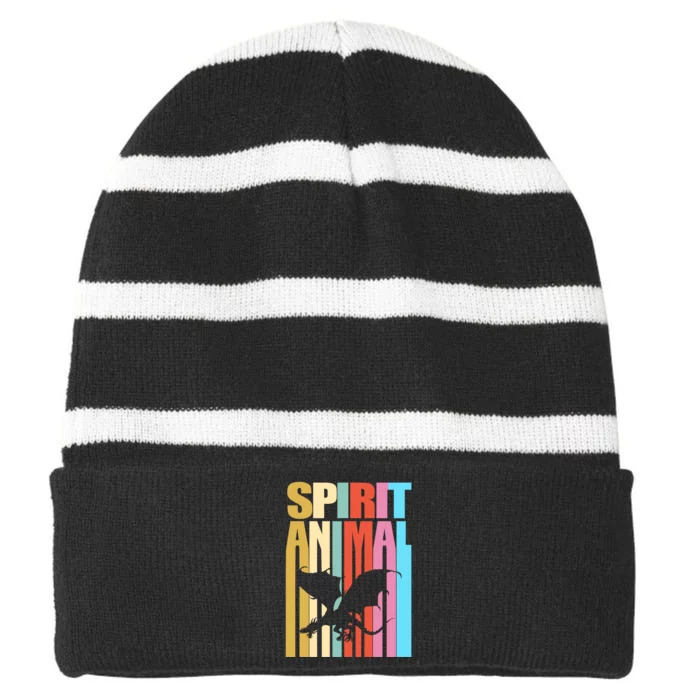 Dragon Spirit Animal Striped Beanie with Solid Band