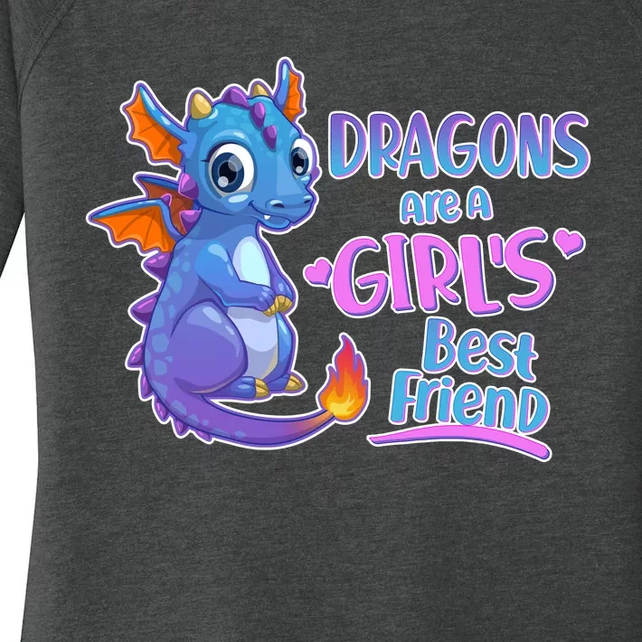 Dragons Are A Girl's Best Friend Cute Baby Dragon Women's Perfect Tri Tunic Long Sleeve Shirt