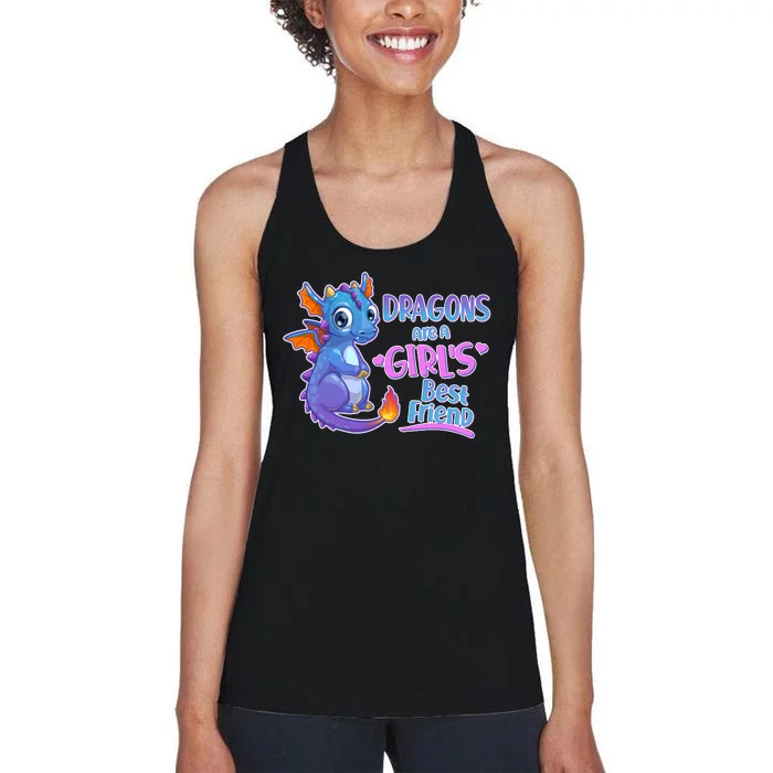 Dragons Are A Girl's Best Friend Cute Baby Dragon Women's Racerback Tank