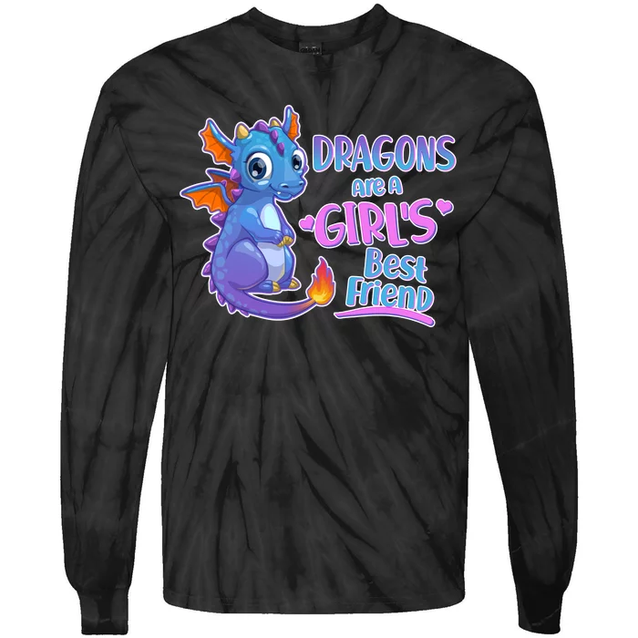 Dragons Are A Girl's Best Friend Cute Baby Dragon Tie-Dye Long Sleeve Shirt