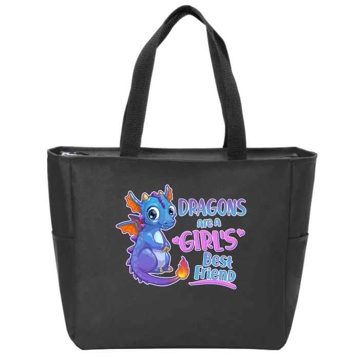 Dragons Are A Girl's Best Friend Cute Baby Dragon Zip Tote Bag