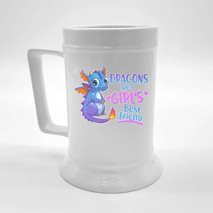 Dragons Are A Girl's Best Friend Cute Baby Dragon Front & Back Beer Stein