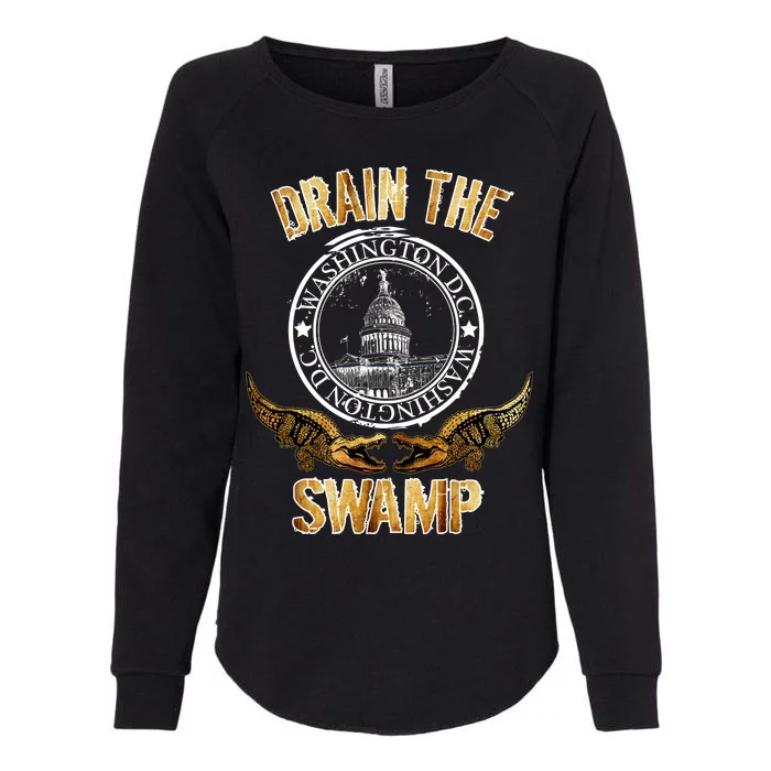 Drain The Swamp Washington DC Alligator Logo Trump Womens California Wash Sweatshirt