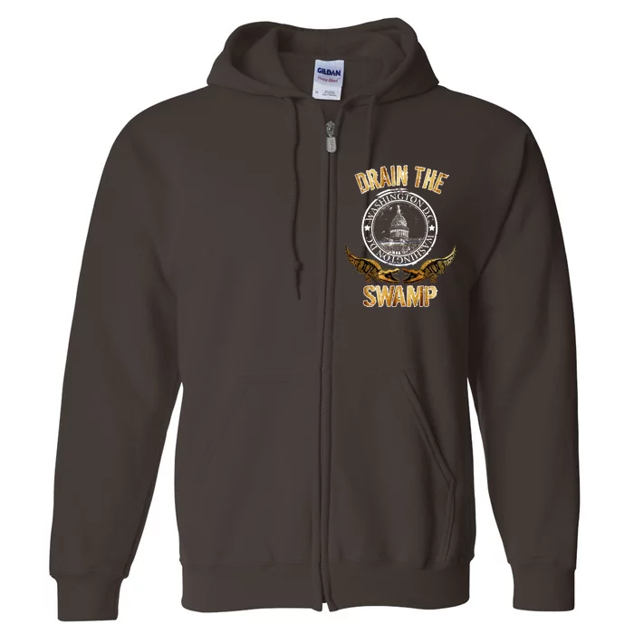 Drain The Swamp Washington DC Alligator Logo Trump Full Zip Hoodie